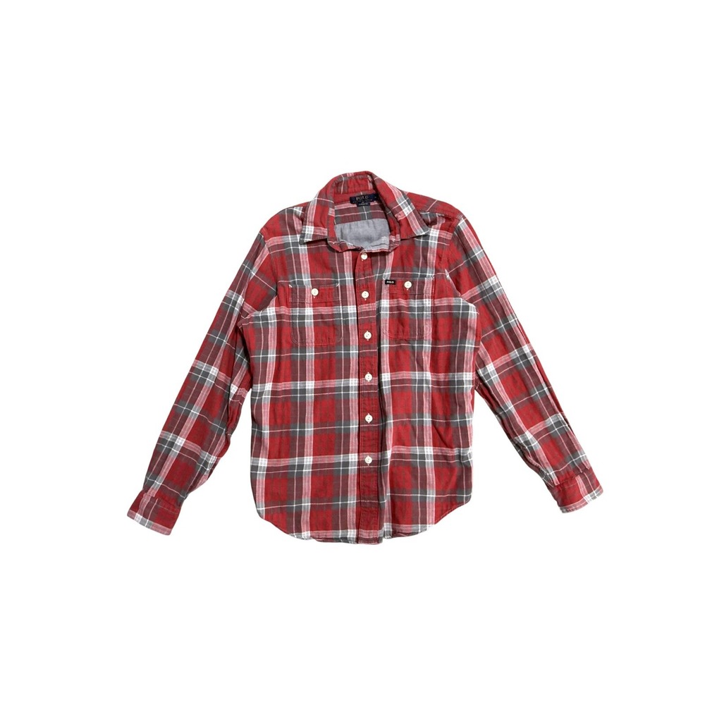 Polo Ralph Lauren Shirt Mens Medium Red Plaid Flannel Long Sleeve Button Front